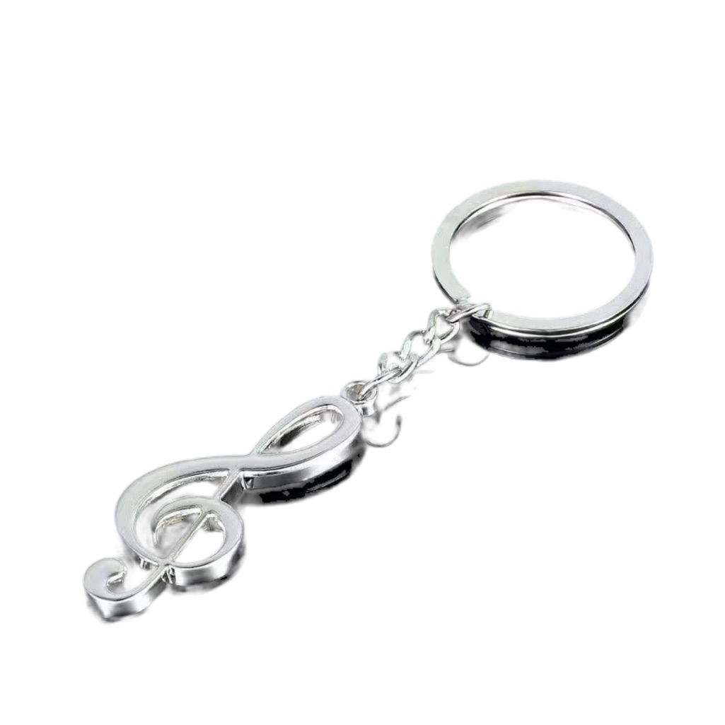 Silver Treble Clef Musical Symbol Keychain